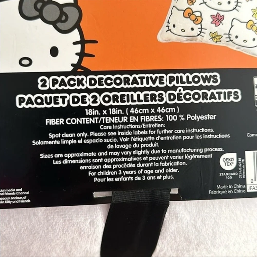 Hello Kitty Decorative Fall Pumpkin Leaves Throw Pillows 2 Piece Matching set